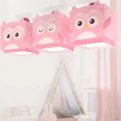 Dalber hanglamp Steenuil, roze, 3-lamps