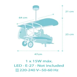 Dalber hanglamp Teddy Plane, kleurrijk, hout/kunststof