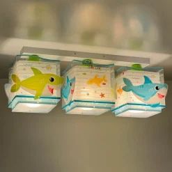 Dalber Little Shark plafondlamp zeemotief 3-lamp