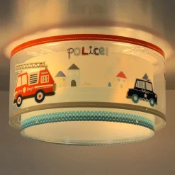 Dalber Police plafondlamp, blauw/wit, Ø 33 cm