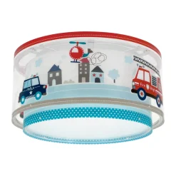 Dalber Police plafondlamp, blauw/wit, Ø 33 cm