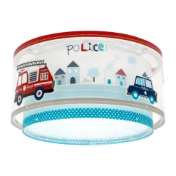 Dalber Police plafondlamp, blauw/wit, Ø 33 cm