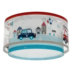 Dalber Police plafondlamp, blauw/wit, Ø 33 cm