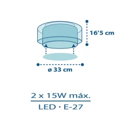 Dalber Police plafondlamp, blauw/wit, Ø 33 cm