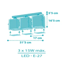 Dalber Rocket plafondlamp 3-lamps voor kinderen