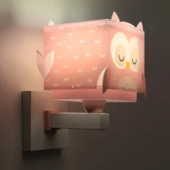 Dalber wandlamp Little Owl met stekker, roze