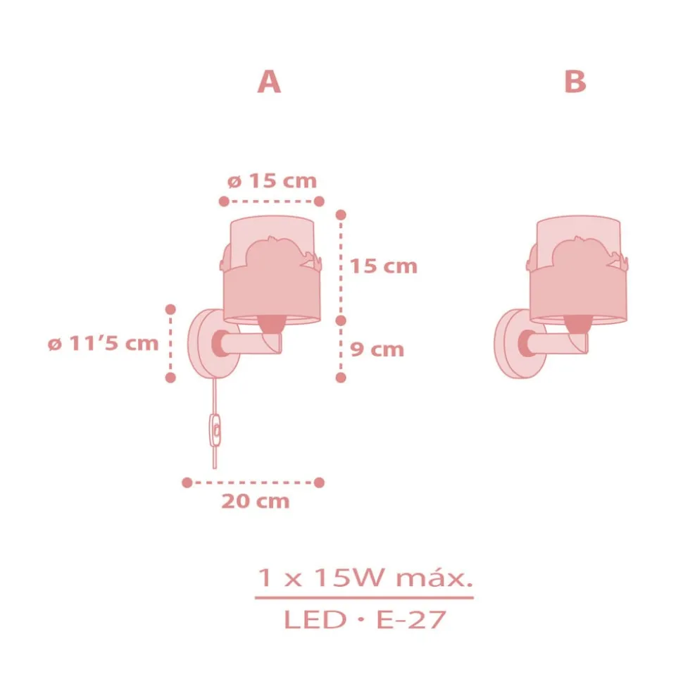 Dalber Whale Dreams wandlamp, pink