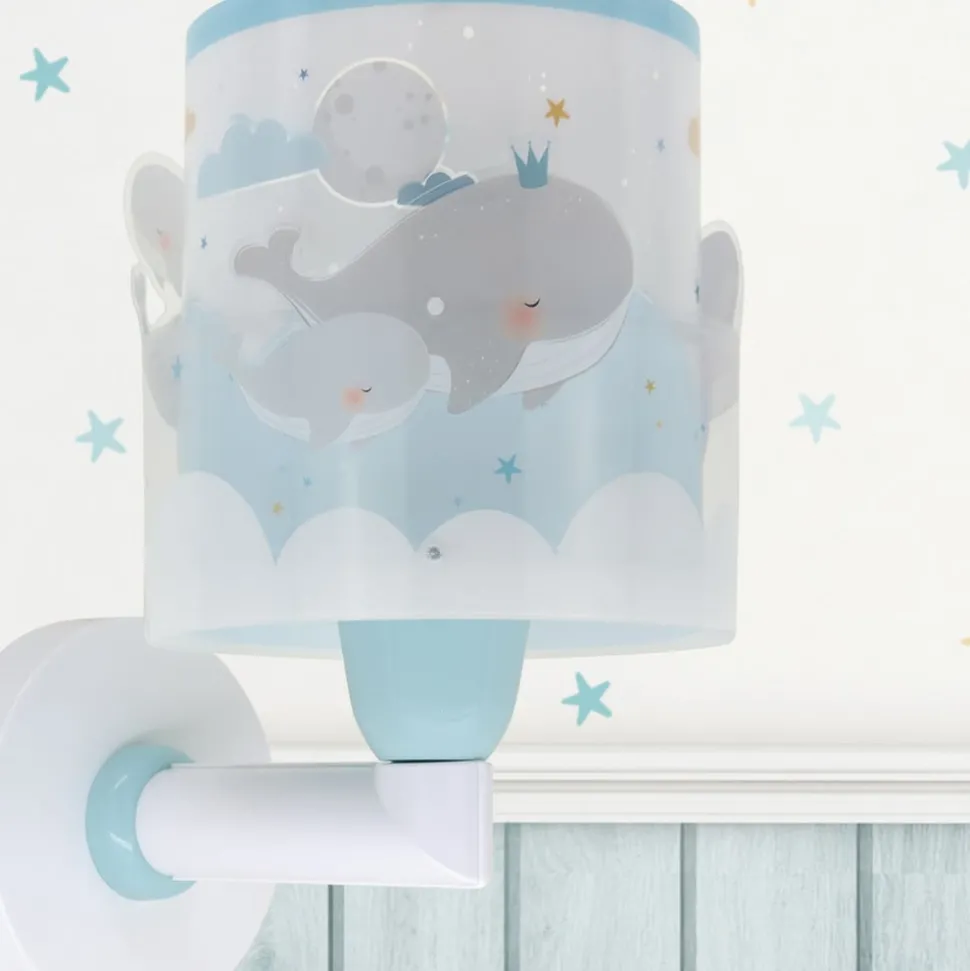 Dalber Whale Dreams wandlamp, blauw