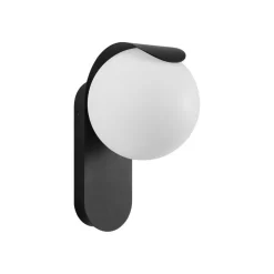 Dalius buitenwandlamp, zwart, bolvormige witte kap