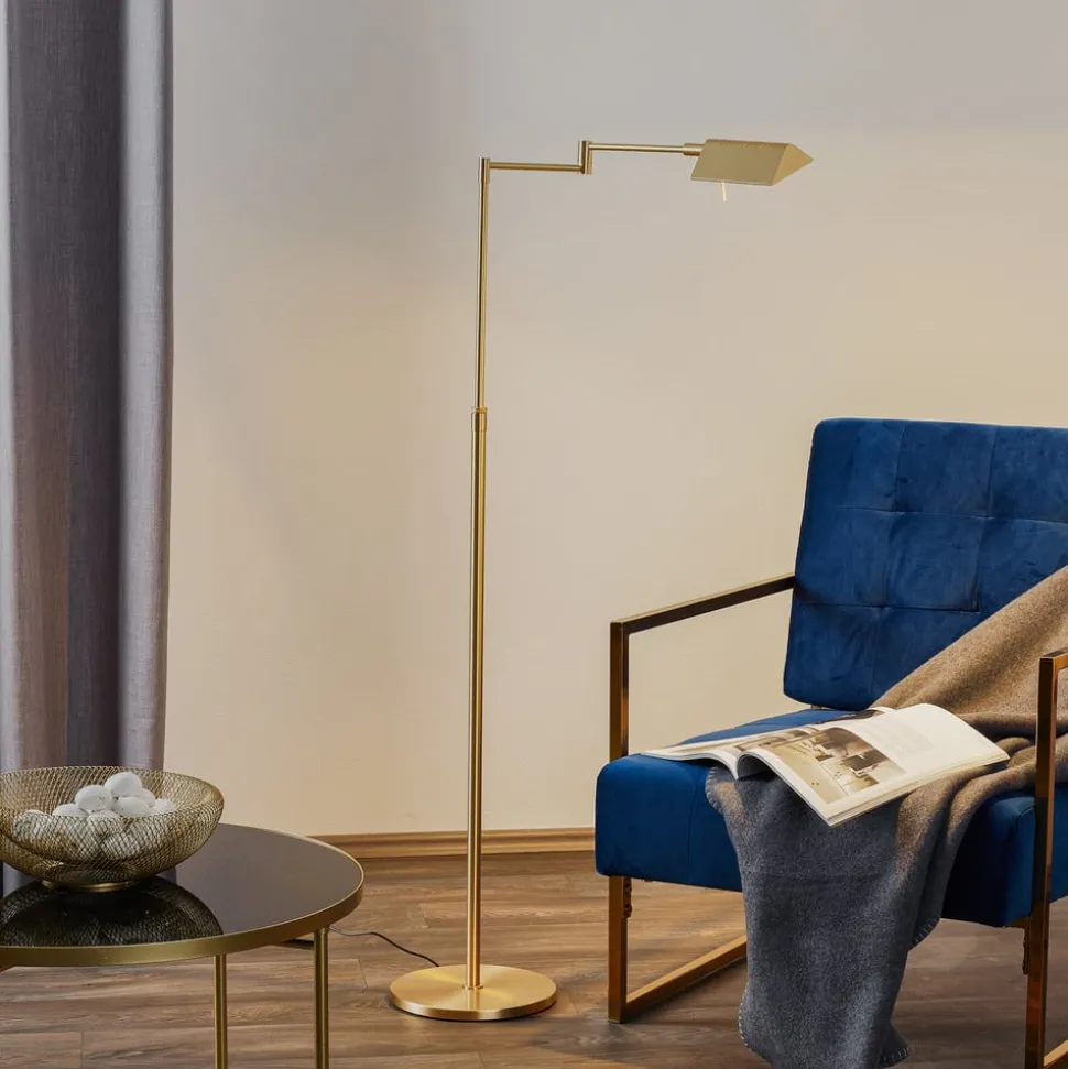 Danuta verstelbare LED vloerlamp, mat messing