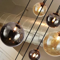 DARK hanglamp, ijzer, glas, amber, rook, Ø 55 cm