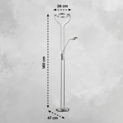 Davos LED vloerlamp, nikkelkleurig, hoogte 180 cm, 2-lamps, CCT