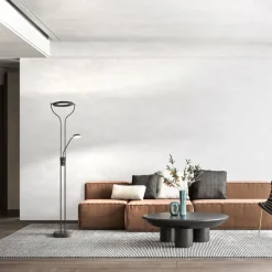 Davos LED vloerlamp, zwart, hoogte 180 cm, 2-lamps, CCT