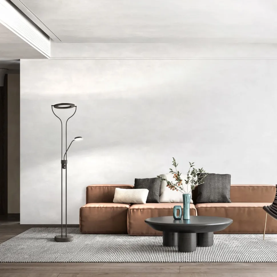 Davos LED vloerlamp, zwart, hoogte 180 cm, 2-lamps, CCT