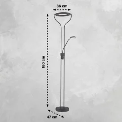 Davos LED vloerlamp, zwart, hoogte 180 cm, 2-lamps, CCT