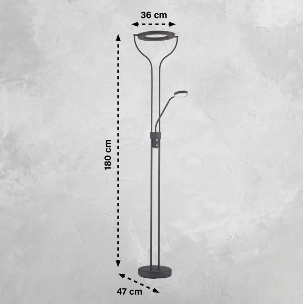 Davos LED vloerlamp, zwart, hoogte 180 cm, 2-lamps, CCT