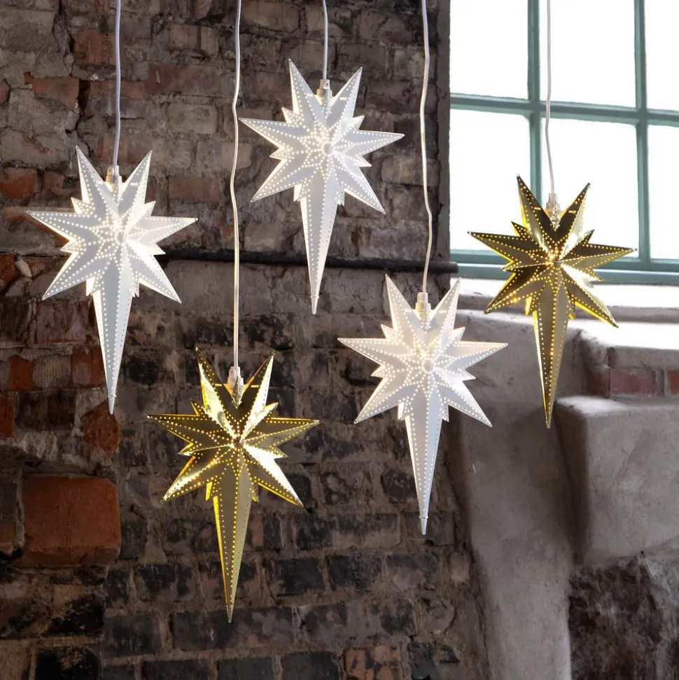 Decoratie ster Betlehem van metaal, wit