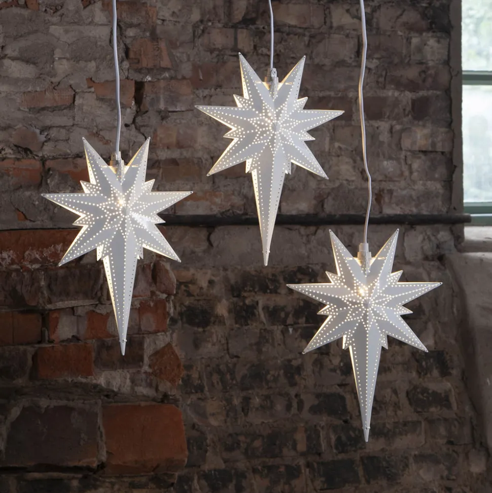 Decoratie ster Betlehem van metaal, wit
