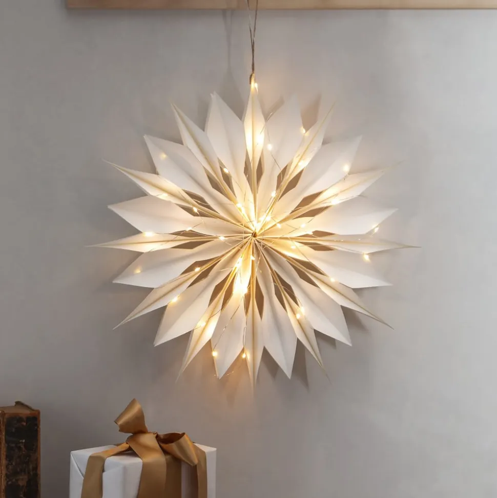 Decoratie ster Flinga papier met magneet, batterij