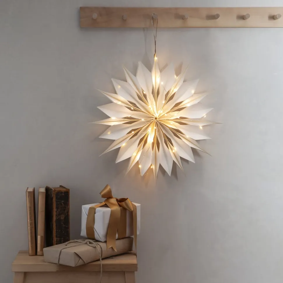 Decoratie ster Flinga papier met magneet, batterij