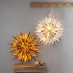 Decoratie ster Flinga papier met magneet, batterij