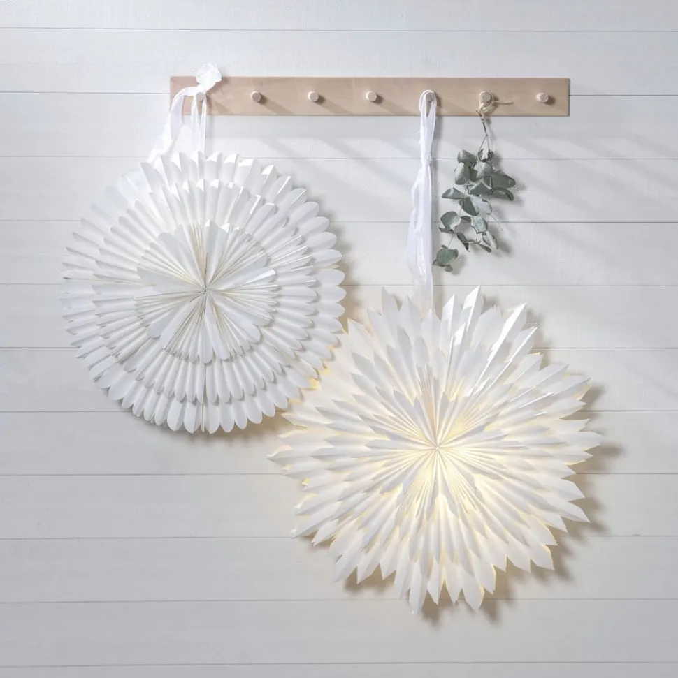 Decoratie ster Frost, papier z. fitting Ø 50cm wit