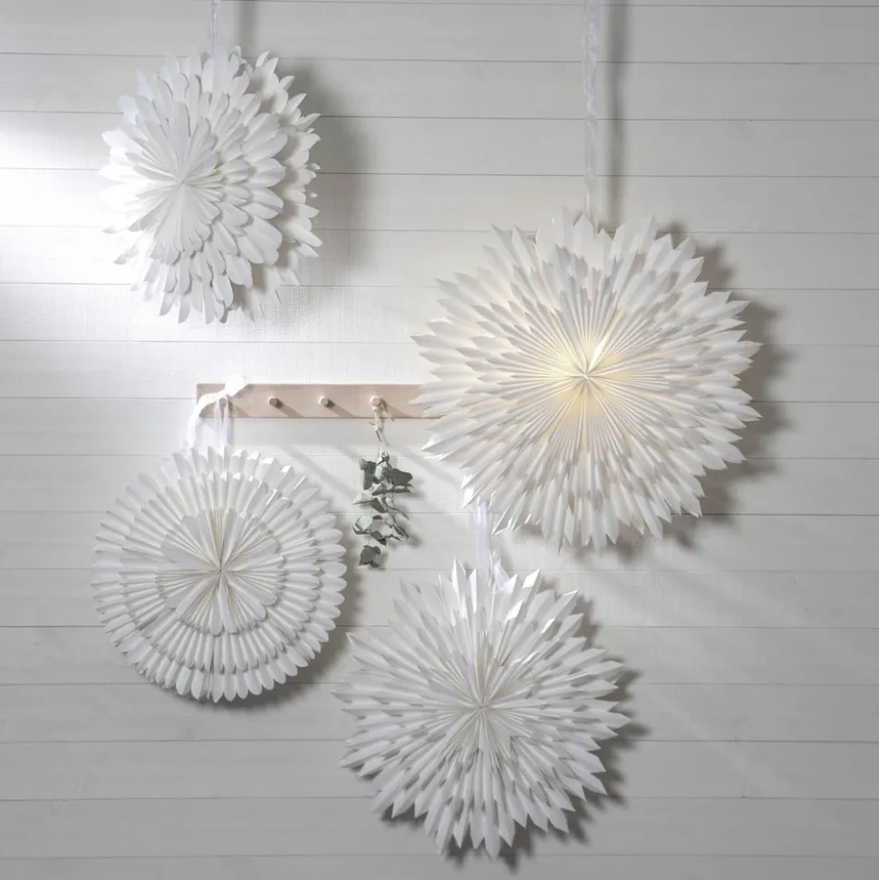 Decoratie ster Frost, papier z. fitting Ø 50cm wit