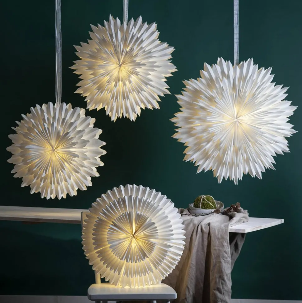 Decoratie ster Frost, papier z. fitting Ø 50cm wit