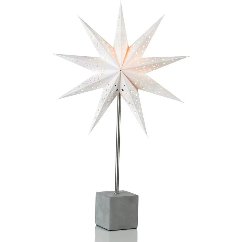 Decoratie ster Hard als tafellamp, 58cm hoog, wit