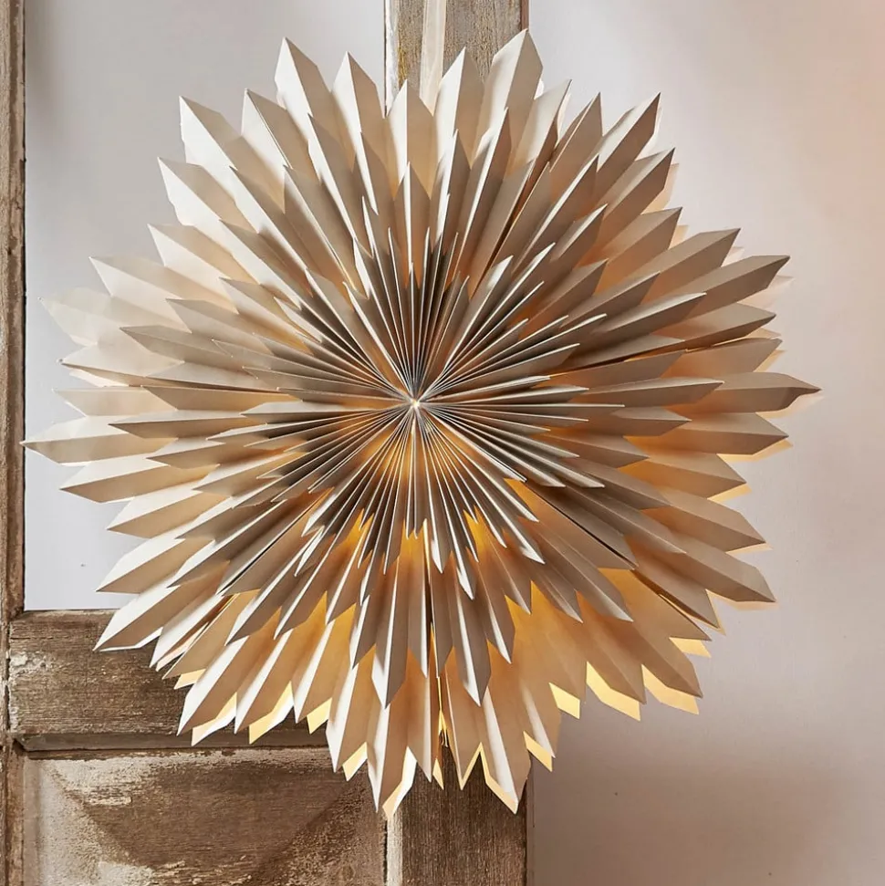 Decoratie ster Ice, papier, zonder fitting beige