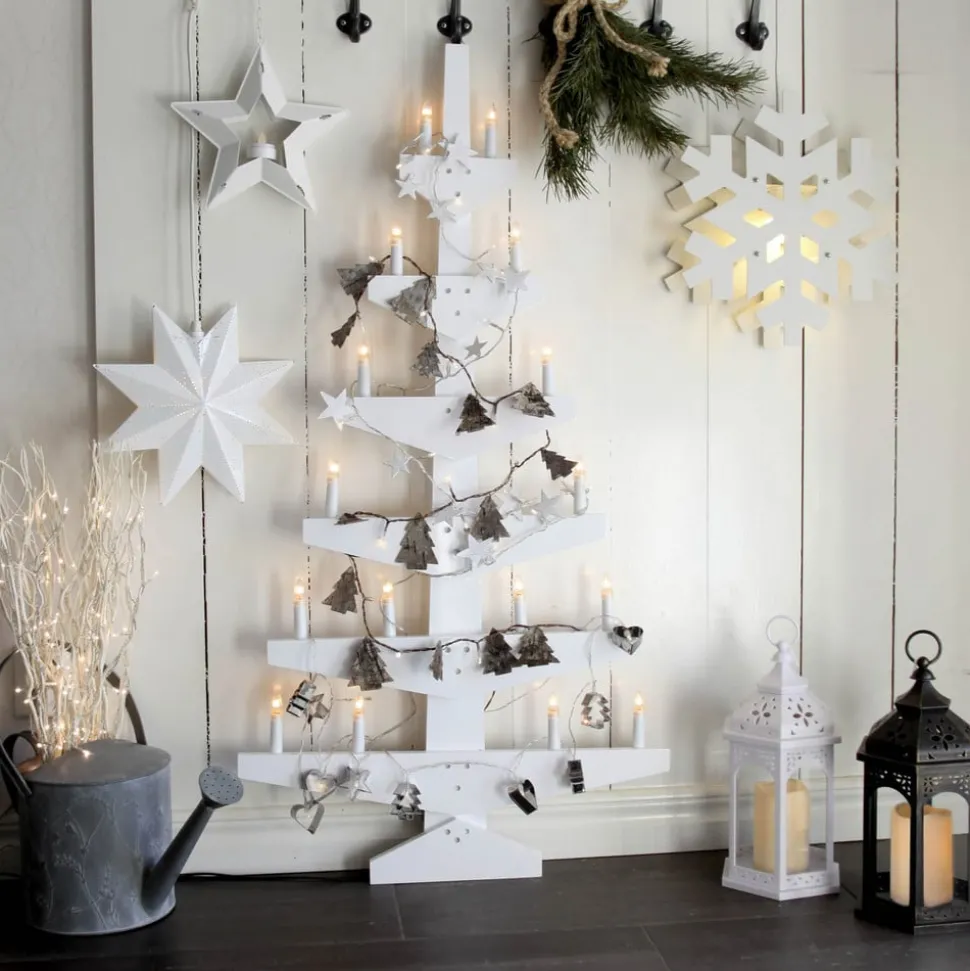 Decoratie ster Mini van metaal, wit