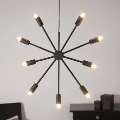 Decoratie ster Pix van metaal, 9-lamps, zwart