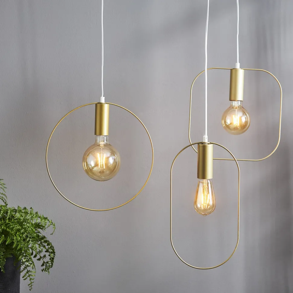 Decoratie-hanglamp Shape met vierkant, goud