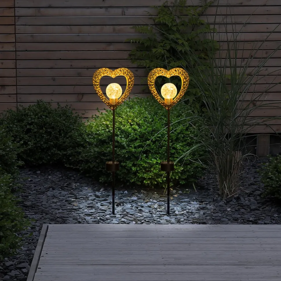 Decoratie-lamp solar Hart, aardspies, LED 2x