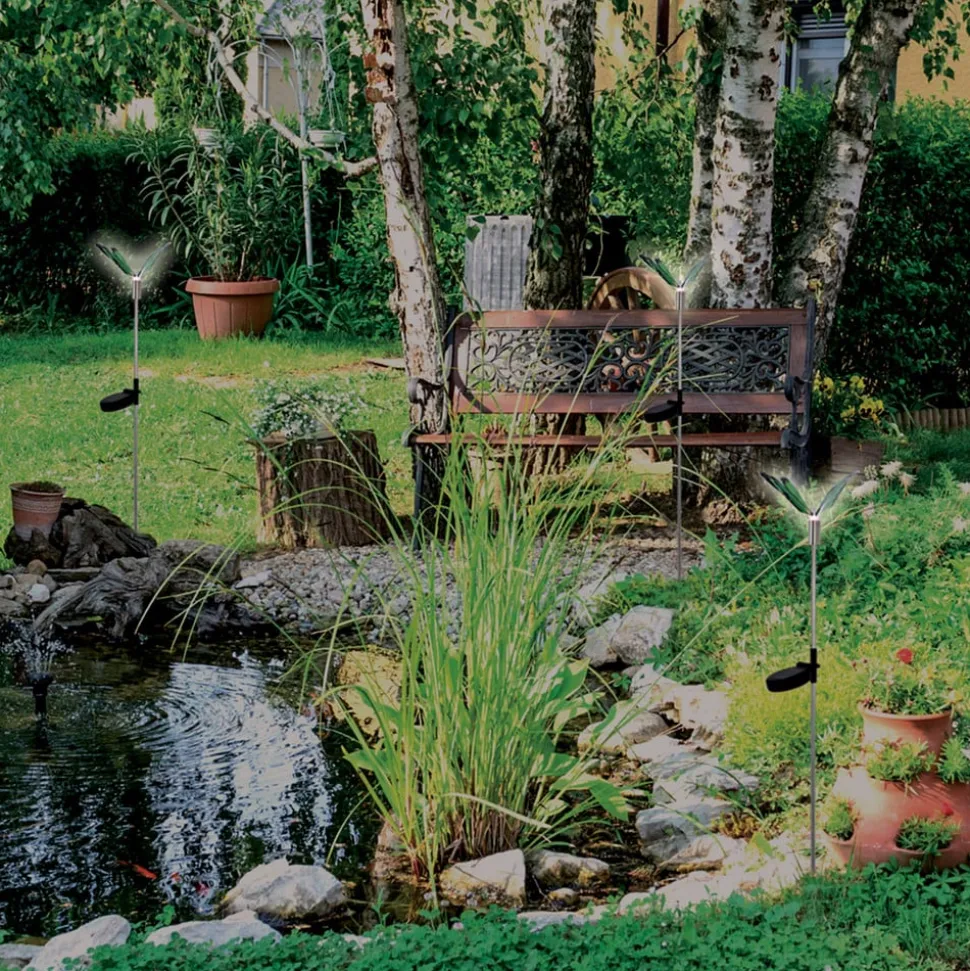 Decoratie-lamp solar vlinder, aardspies, RGB-LED