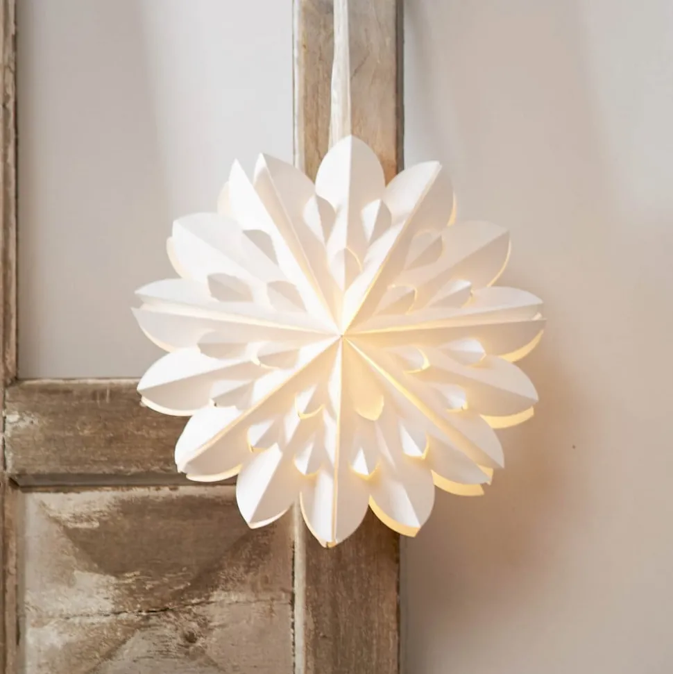 Decoratieve ster Cliff, papier, zonder fitting wit Ø 40cm