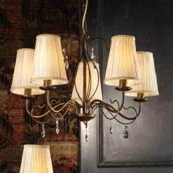 Delia kroonluchter, bronskleurig, 5-lamps, Ø 68 cm