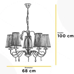 Delia kroonluchter, bronskleurig, 5-lamps, Ø 68 cm