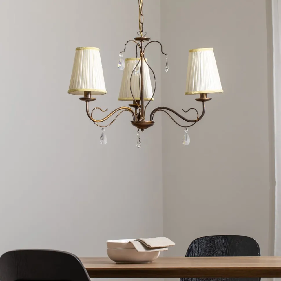 Delia kroonluchter, bronskleurig, 3-lamps, Ø 60 cm