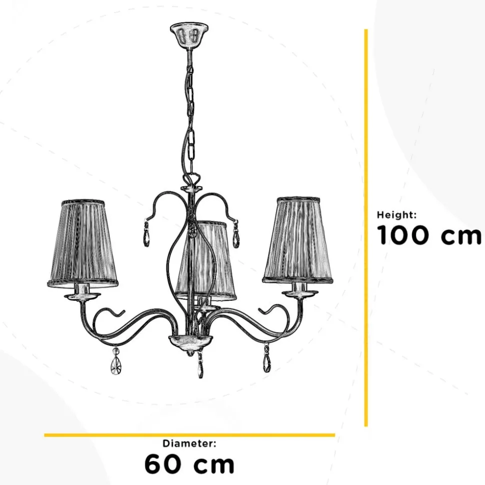 Delia kroonluchter, bronskleurig, 3-lamps, Ø 60 cm