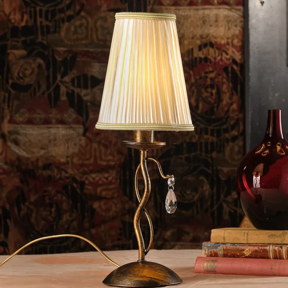 Delia tafellamp, bronskleurig, ijzer, hoogte 42 cm, Ø 15 cm