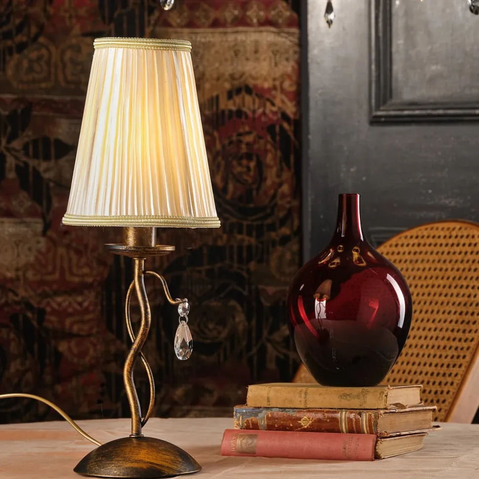 Delia tafellamp, bronskleurig, ijzer, hoogte 42 cm, Ø 15 cm