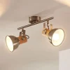 Dennis plafondlamp met hout, 2-lamps.