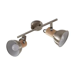Dennis plafondlamp met hout, 2-lamps.