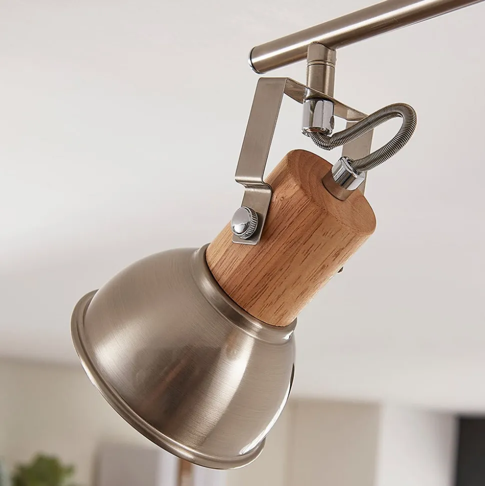 Dennis plafondlamp met hout, 2-lamps.