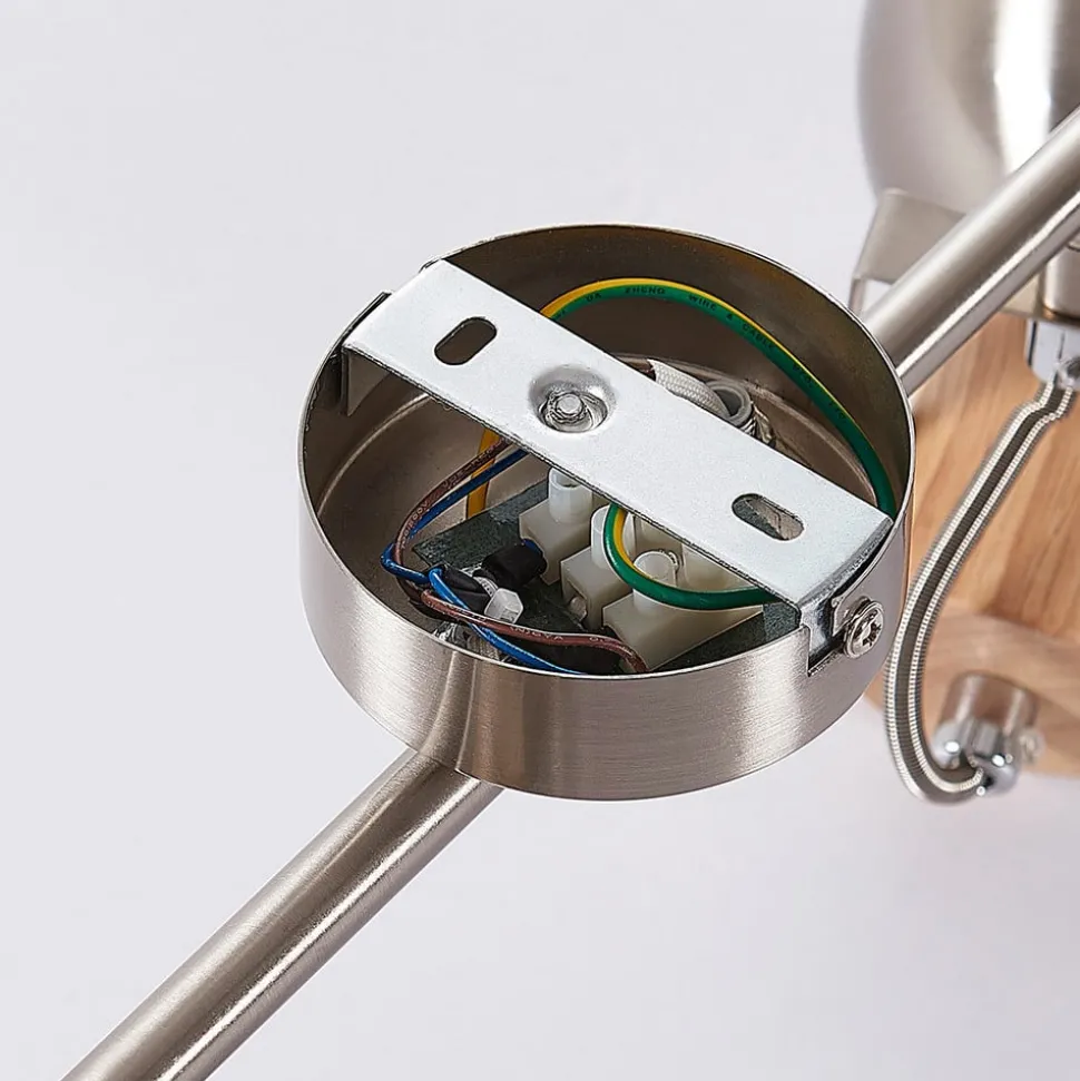 Dennis plafondlamp met hout, 2-lamps.