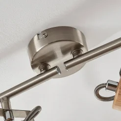 Dennis plafondlamp met hout, 4-lamps.