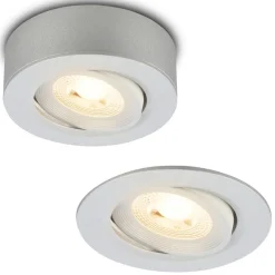 Desi inbouwlamp, mat chroom, Ø9cm, dimbaar, 3000K