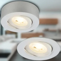 Desi inbouwlamp, mat chroom, Ø9cm, dimbaar, 3000K