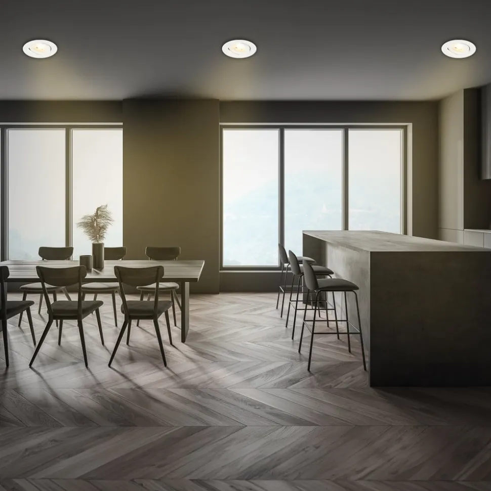 Desi inbouwlamp, wit, Ø9cm, aan/uit, 3.000 K